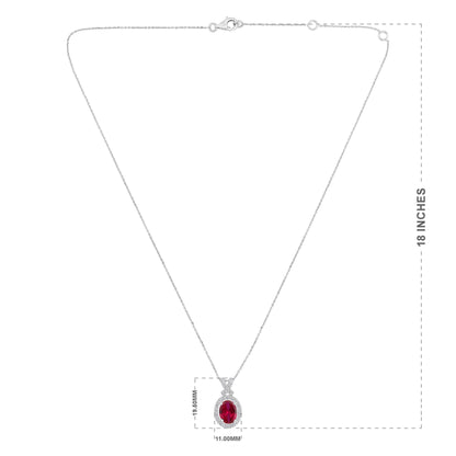 Solid Gold 2.55ct Natural Diamond w/ Ruby Oval X Necklace