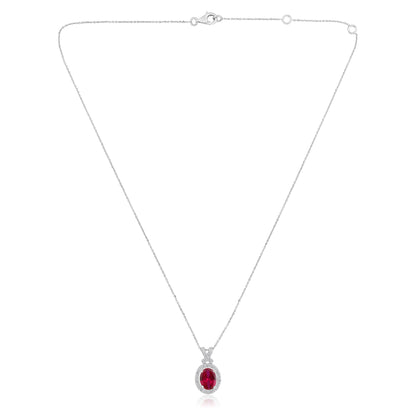 Solid Gold 2.55ct Natural Diamond w/ Ruby Oval X Necklace
