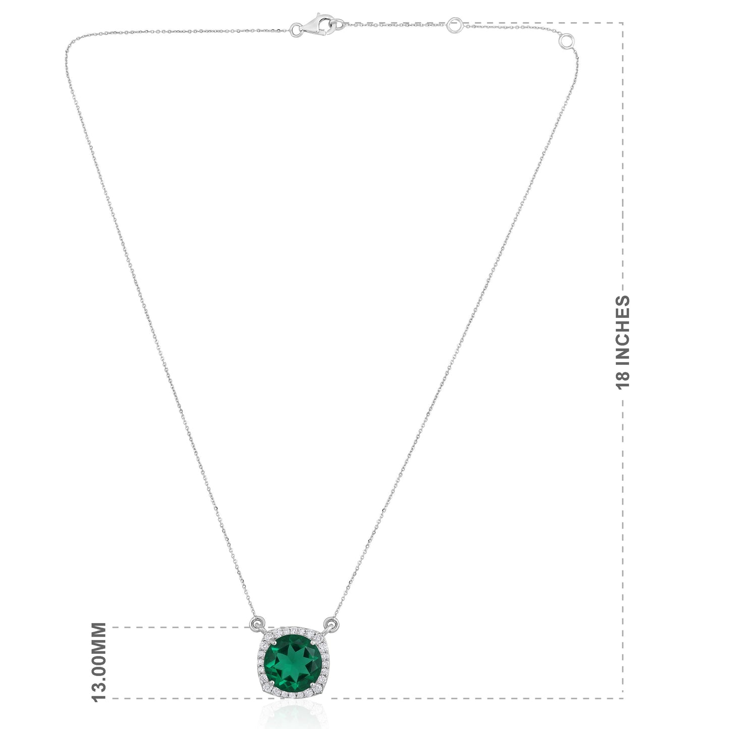 Solid Gold 3.5ct Natural Diamond w/ Emerald Round Necklace