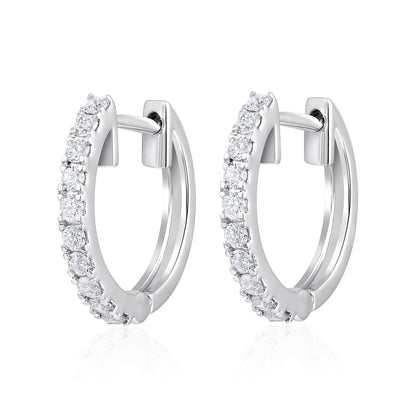 Solid Gold 0.33ct Natural Diamond 14mm Huggie Earrings