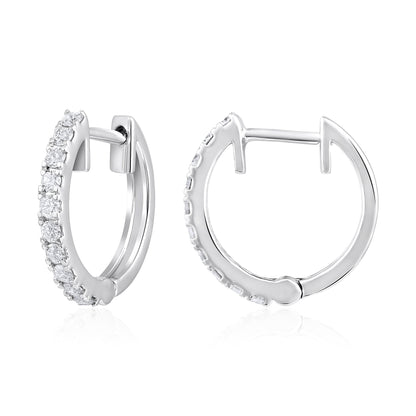 Solid Gold 0.33ct Natural Diamond 14mm Huggie Earrings