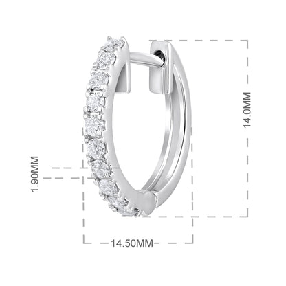 Solid Gold 0.33ct Natural Diamond 14mm Huggie Earrings
