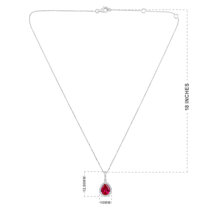 Solid Gold 2.2ct Natural Diamond w/ Ruby Pear Necklace