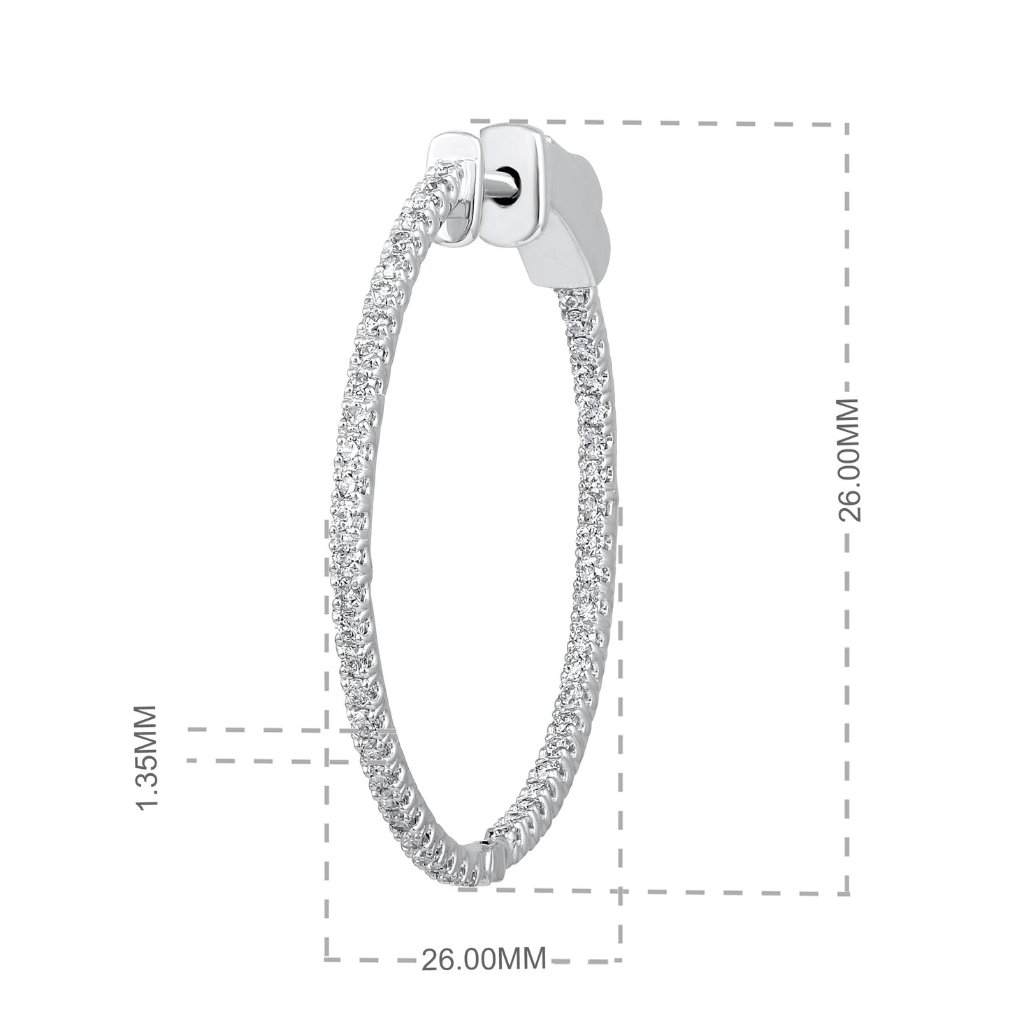 Solid Gold 0.5ct Natural Diamond Round Inside Out 26mm Hoop Earrings