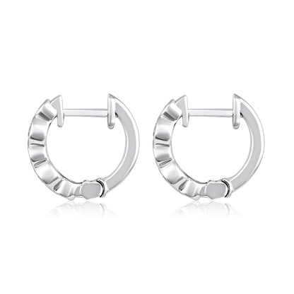 Solid Gold 0.2ct Natural Diamond Non-Uniform Bezel Halo Huggie Earrings