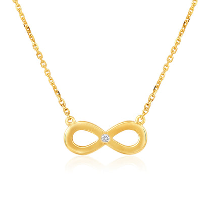 Solid Gold 0.02ct Natural Diamond Small Infinity Loop Necklace