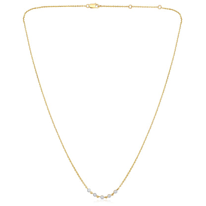 Solid Gold 0.14ct Natural Diamond 5 Bezel Necklace