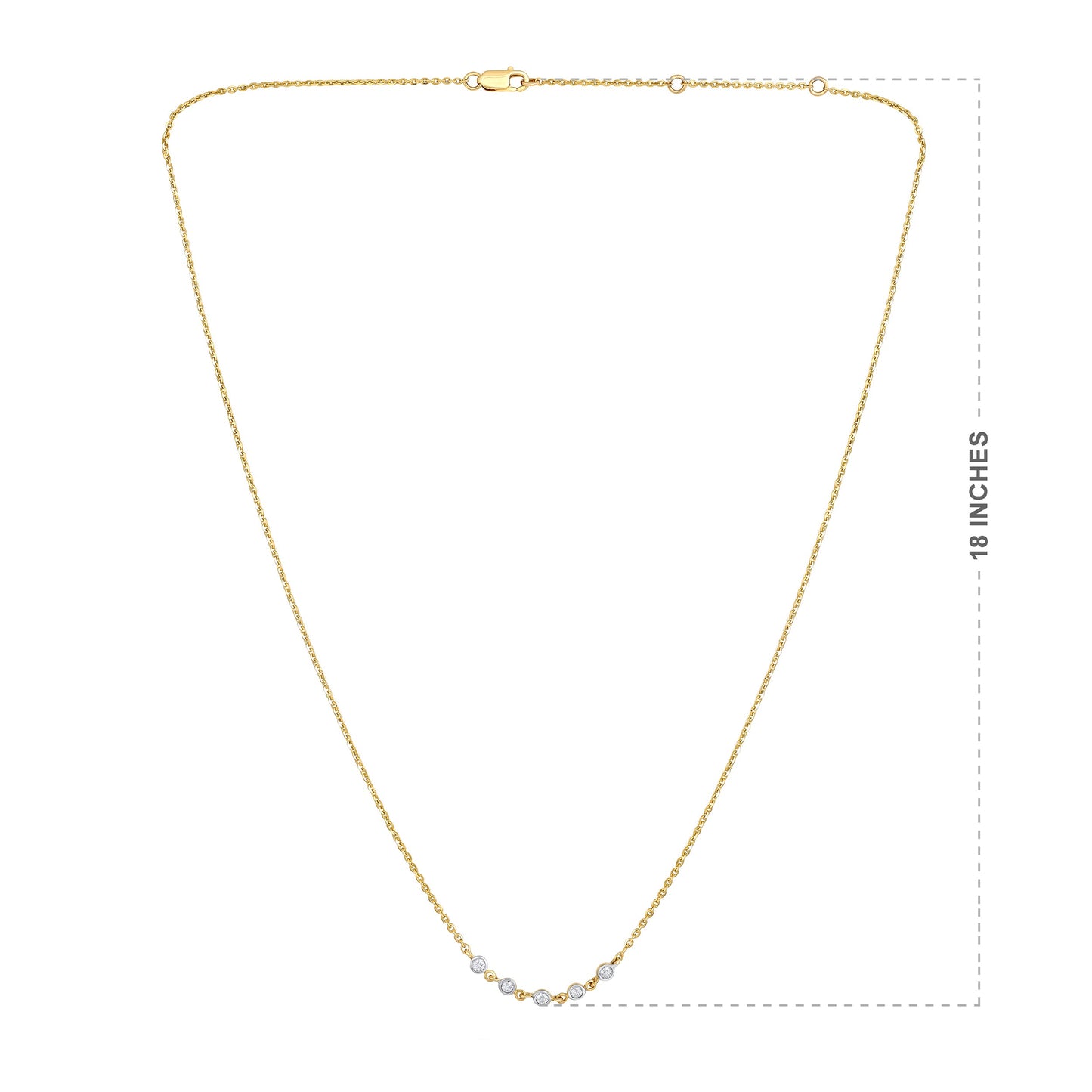 Solid Gold 0.14ct Natural Diamond 5 Bezel Necklace