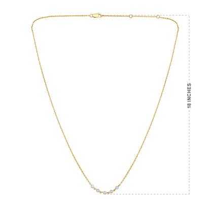 Solid Gold 0.14ct Natural Diamond 5 Bezel Necklace