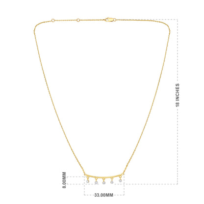 Solid Gold 0.13ct Natural Diamond Curved Bar Dangle Necklace
