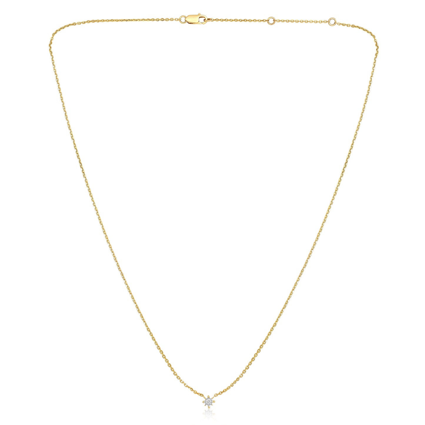 Solid Gold 0.04ct Natural Diamond Small Single Star Necklace