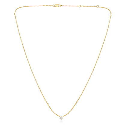 Solid Gold 0.04ct Natural Diamond Small Single Star Necklace
