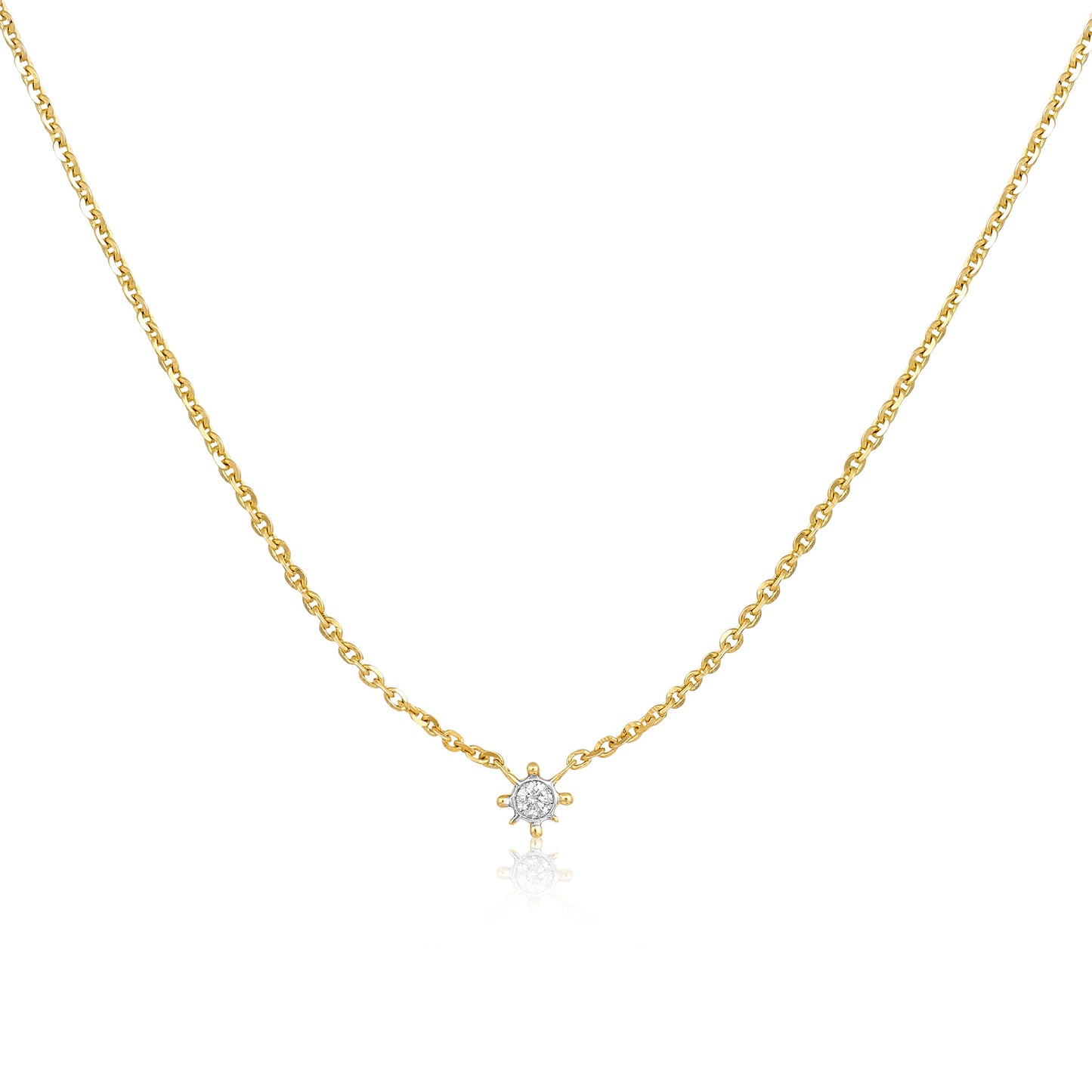 Solid Gold 0.04ct Natural Diamond Small Single Star Necklace