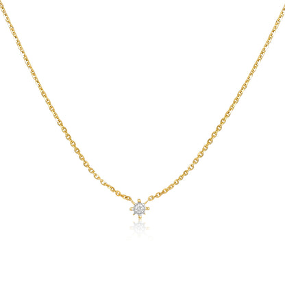 Solid Gold 0.04ct Natural Diamond Small Single Star Necklace