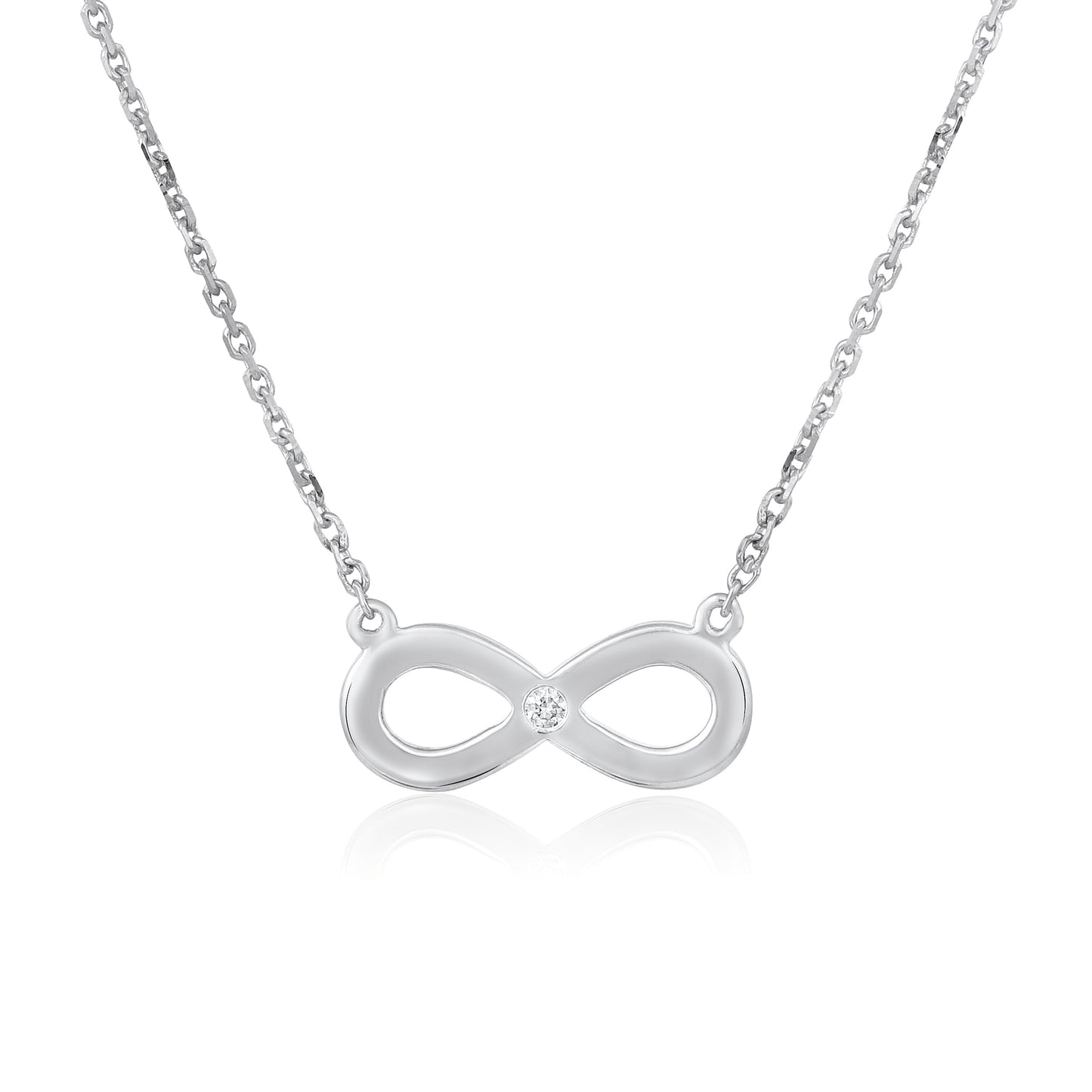 Solid Gold 0.02ct Natural Diamond Small Infinity Loop Necklace