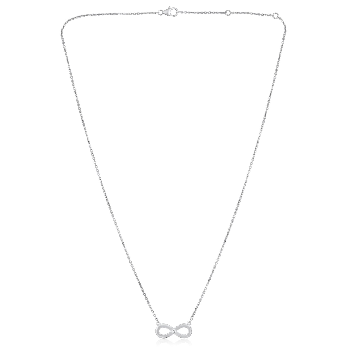Solid Gold 0.02ct Natural Diamond Small Infinity Loop Necklace