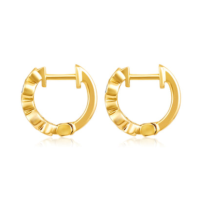 Solid Gold 0.16ct Natural Diamond Huggie 11mm Hoop Earrings
