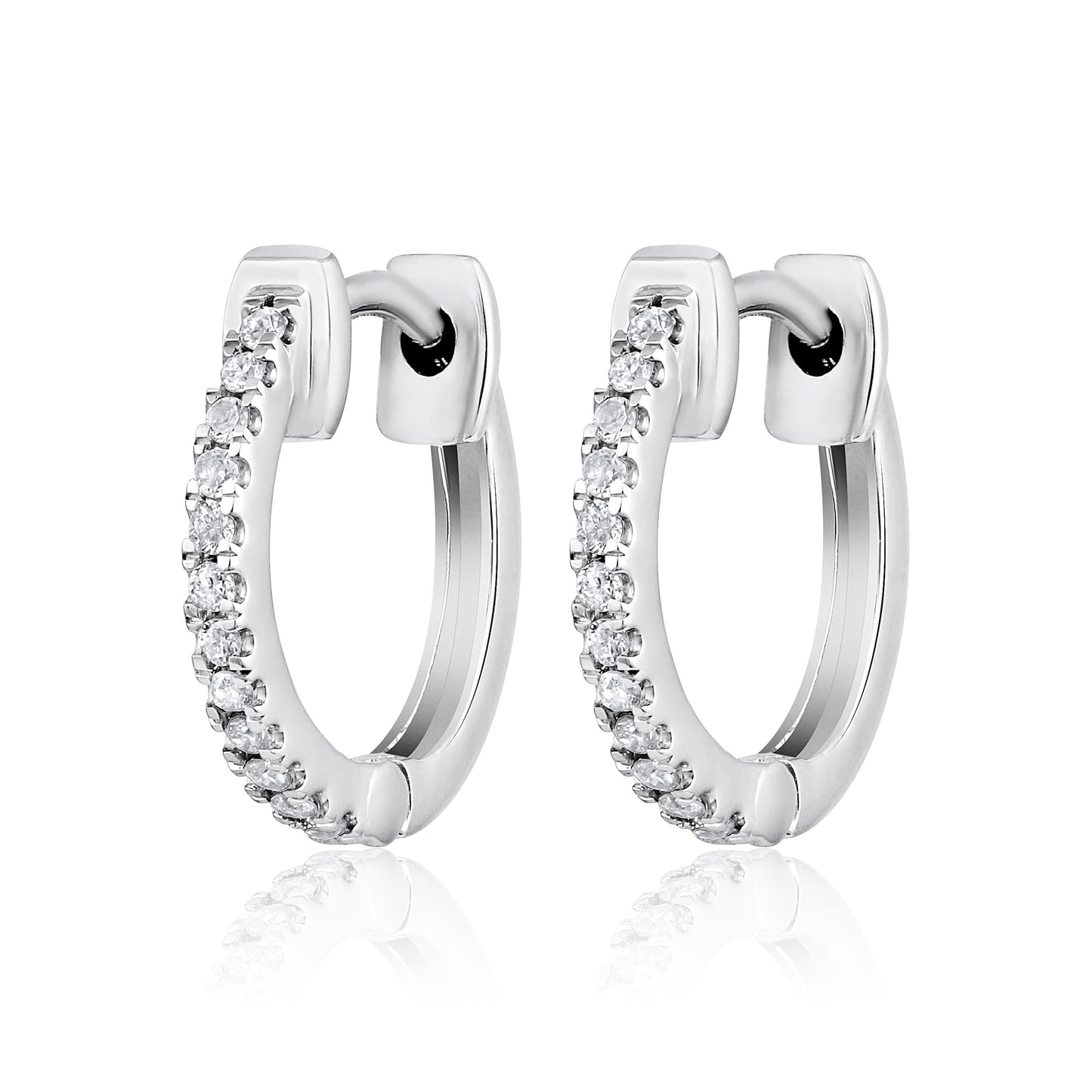 Solid Gold 0.1ct Natural Diamond Huggie Hoop Earrings