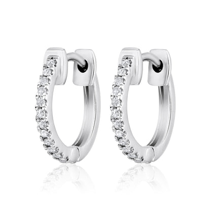 Solid Gold 0.1ct Natural Diamond Huggie Hoop Earrings