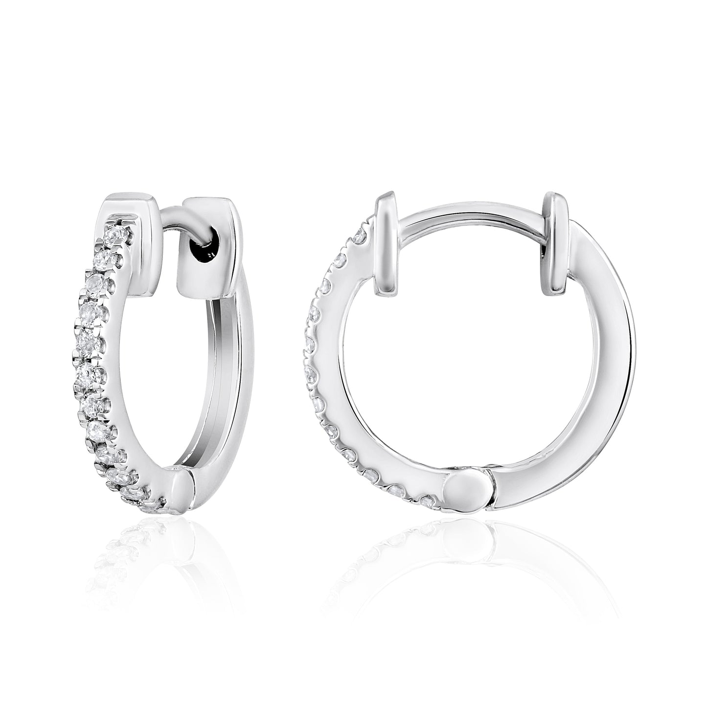 Solid Gold 0.1ct Natural Diamond Huggie Hoop Earrings