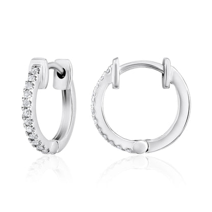 Solid Gold 0.1ct Natural Diamond Huggie Hoop Earrings