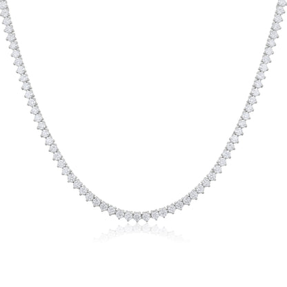 Solid Gold 8.4ct Natural Diamond 3.3mm 3 Prong Tennis Necklace