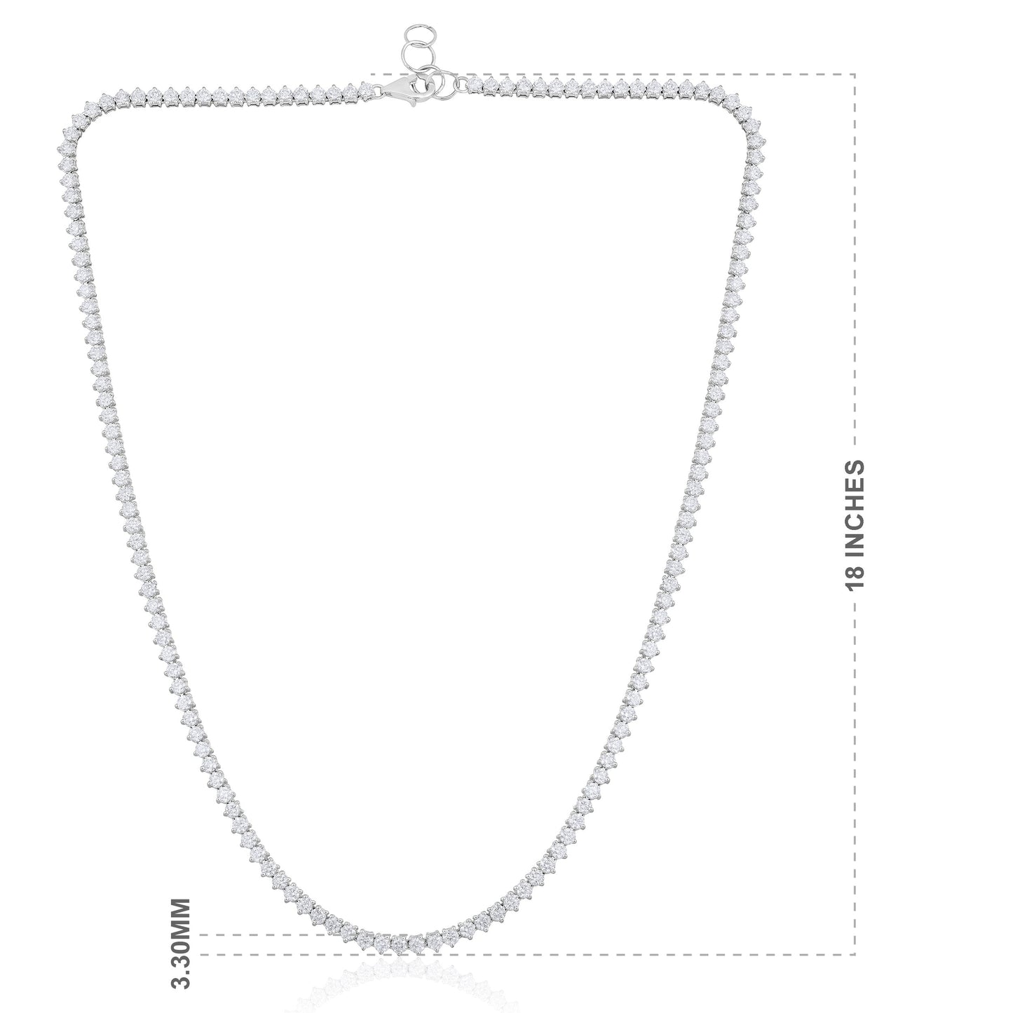 Solid Gold 8.4ct Natural Diamond 3.3mm 3 Prong Tennis Necklace