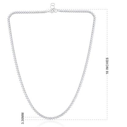 Solid Gold 8.4ct Natural Diamond 3.3mm 3 Prong Tennis Necklace