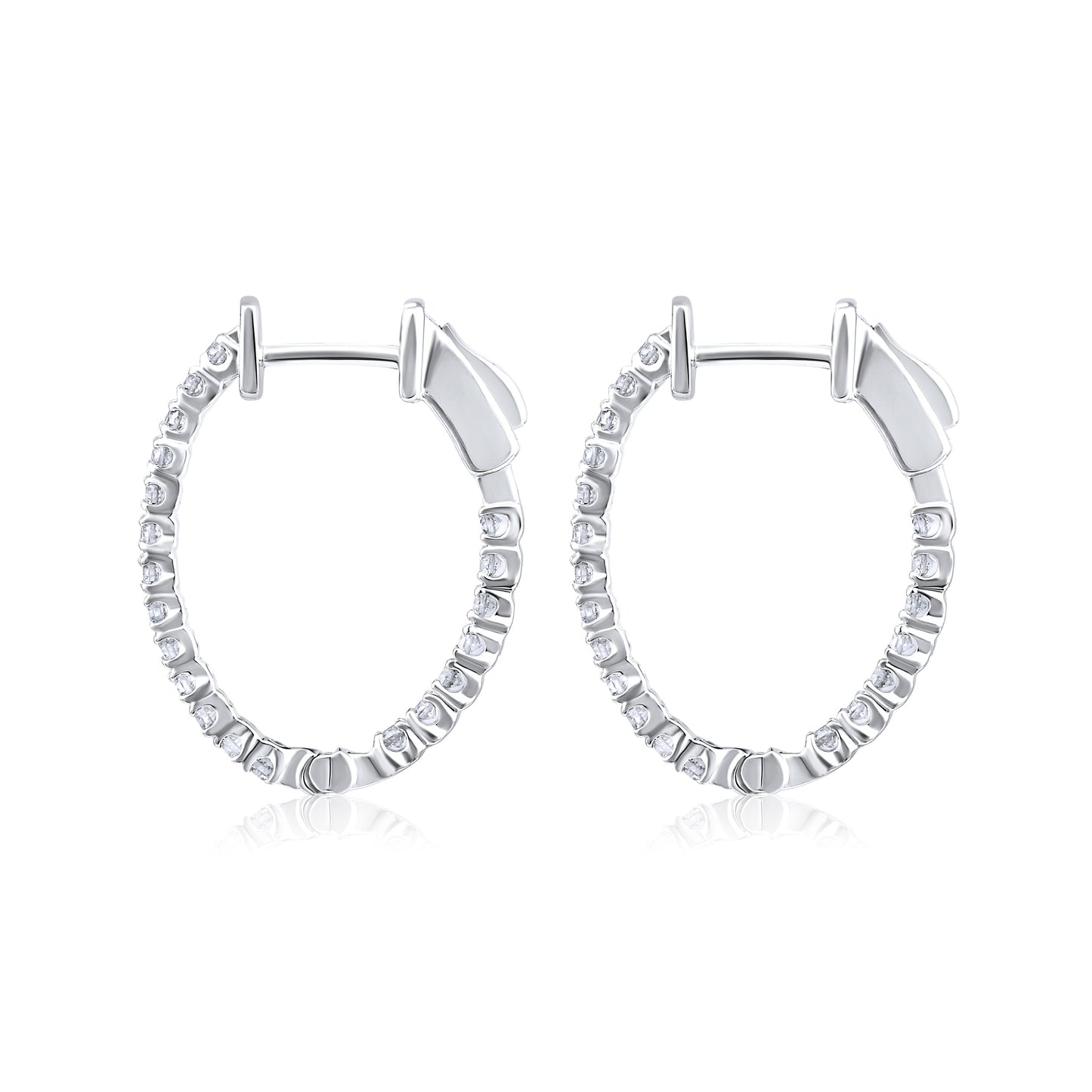 Solid Gold 0.5ct Natural Diamond 20mm Inside-Out Oval Hoop Earrings