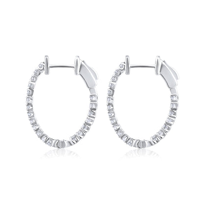 Solid Gold 0.5ct Natural Diamond 20mm Inside-Out Oval Hoop Earrings