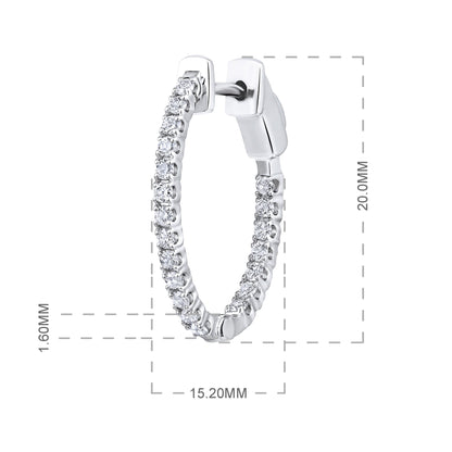 Solid Gold 0.5ct Natural Diamond 20mm Inside-Out Oval Hoop Earrings