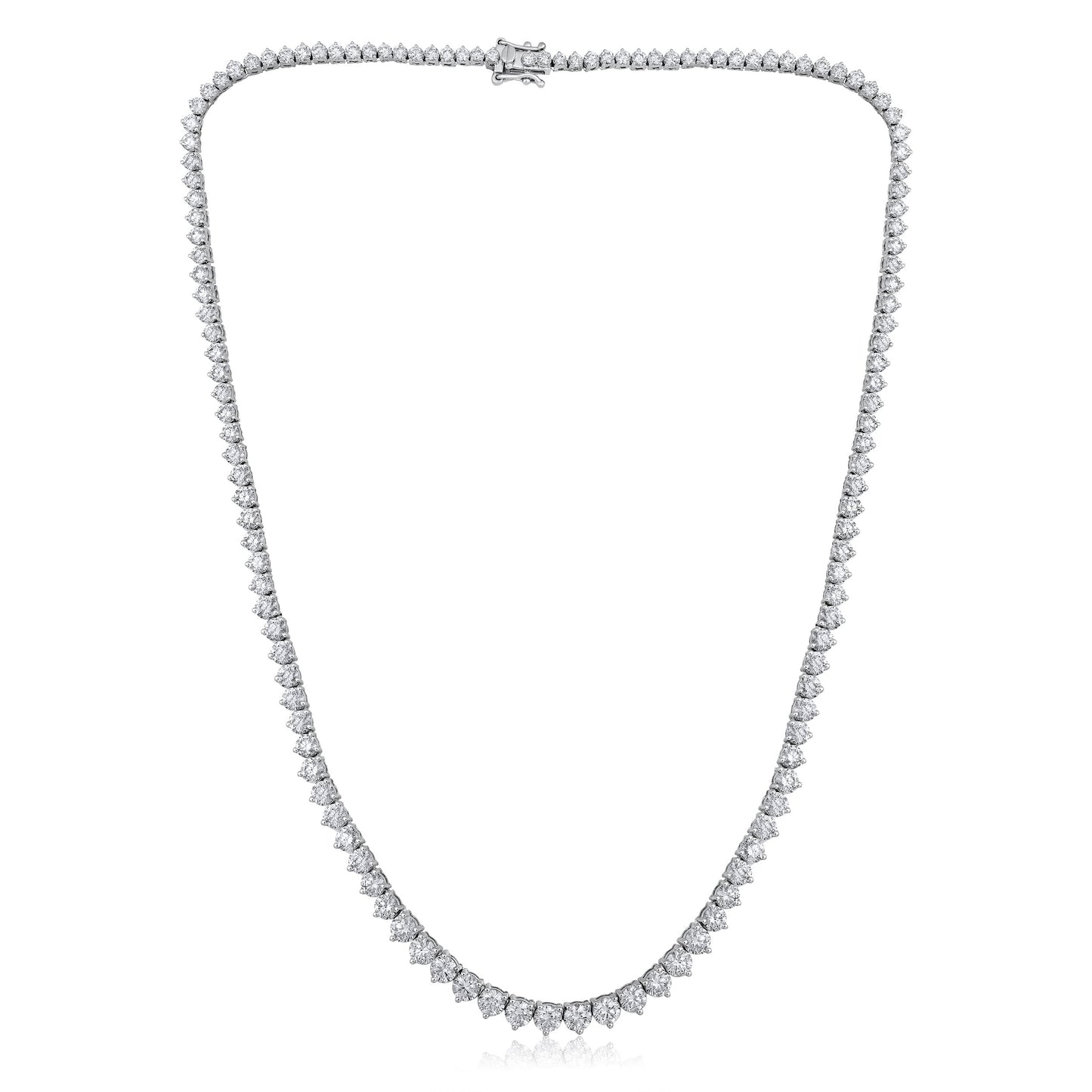 Solid Gold 14.5ct Natural Diamond Graduated 3 Prong Tennis Necklace