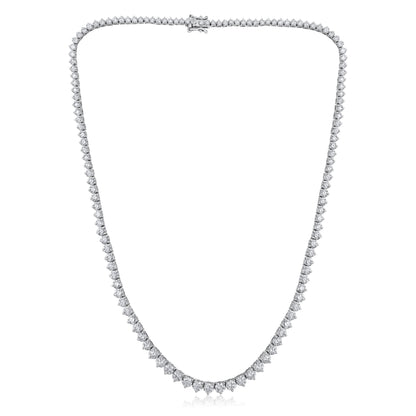 Solid Gold 14.5ct Natural Diamond Graduated 3 Prong Tennis Necklace