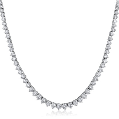 Solid Gold 14.5ct Natural Diamond Graduated 3 Prong Tennis Necklace