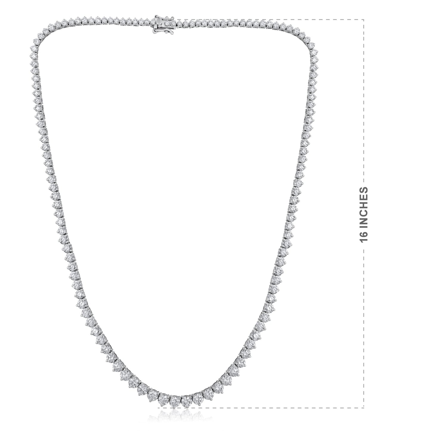 Solid Gold 14.5ct Natural Diamond Graduated 3 Prong Tennis Necklace