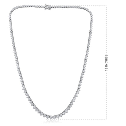 Solid Gold 14.5ct Natural Diamond Graduated 3 Prong Tennis Necklace
