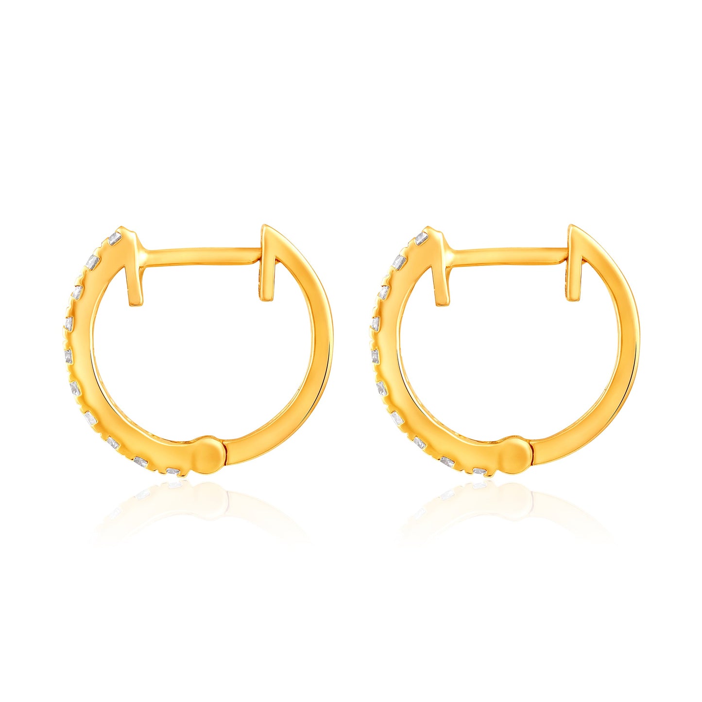 Solid Gold 0.32ct Natural Diamond 14mm Huggie Earrings