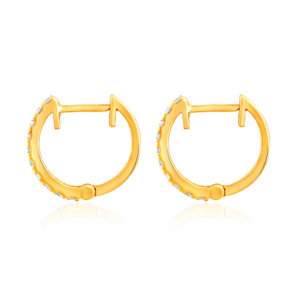 Solid Gold 0.32ct Natural Diamond 14mm Huggie Earrings