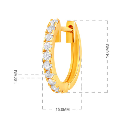 Solid Gold 0.32ct Natural Diamond 14mm Huggie Earrings