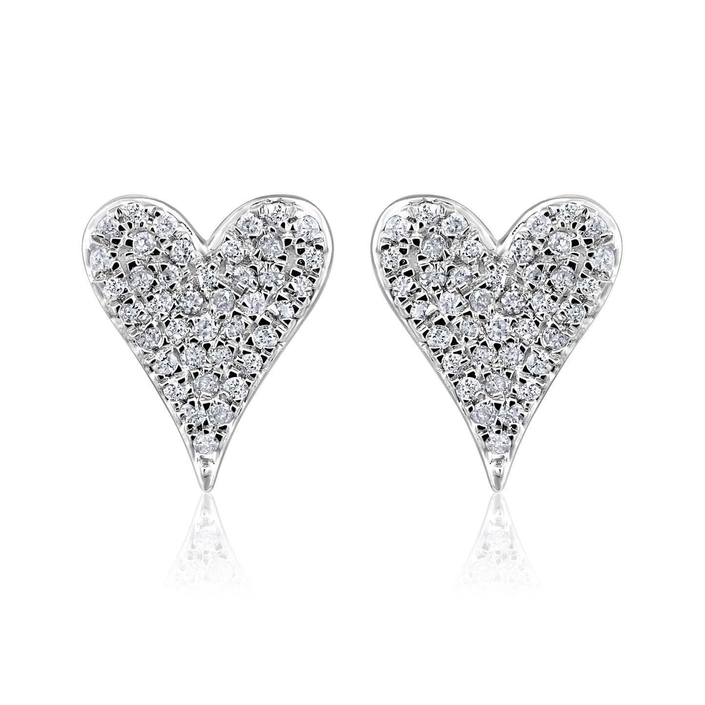 Solid Gold 0.12ct Natural Diamond Heart Studded Stud Earrings