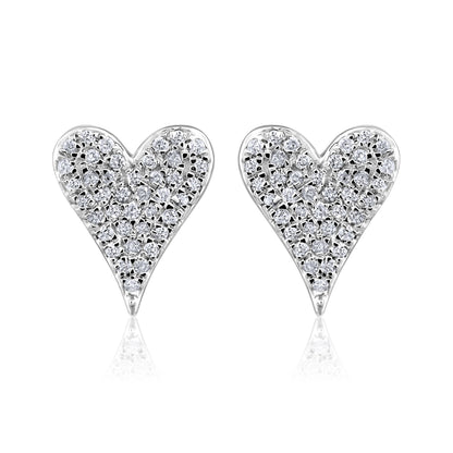 Solid Gold 0.12ct Natural Diamond Heart Studded Stud Earrings