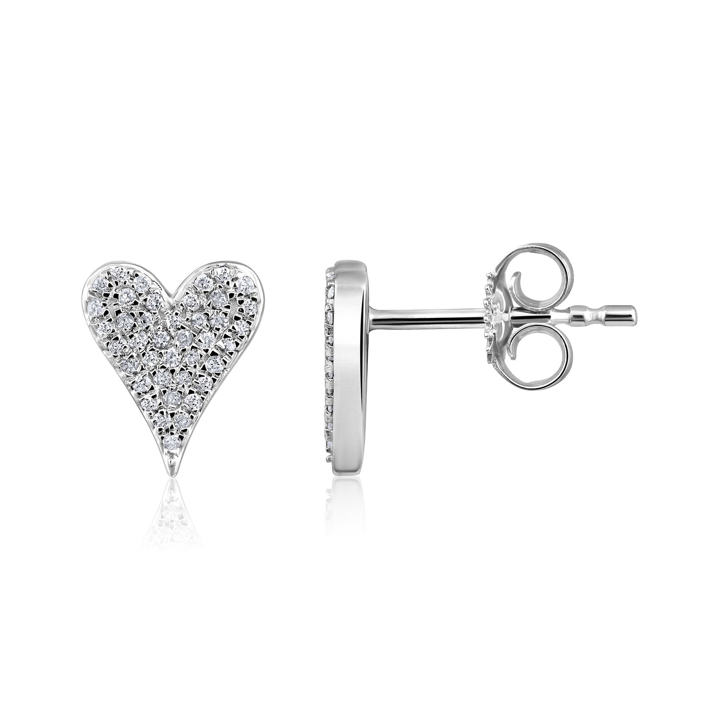 Solid Gold 0.12ct Natural Diamond Heart Studded Stud Earrings