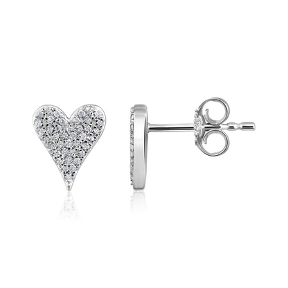 Solid Gold 0.12ct Natural Diamond Heart Studded Stud Earrings
