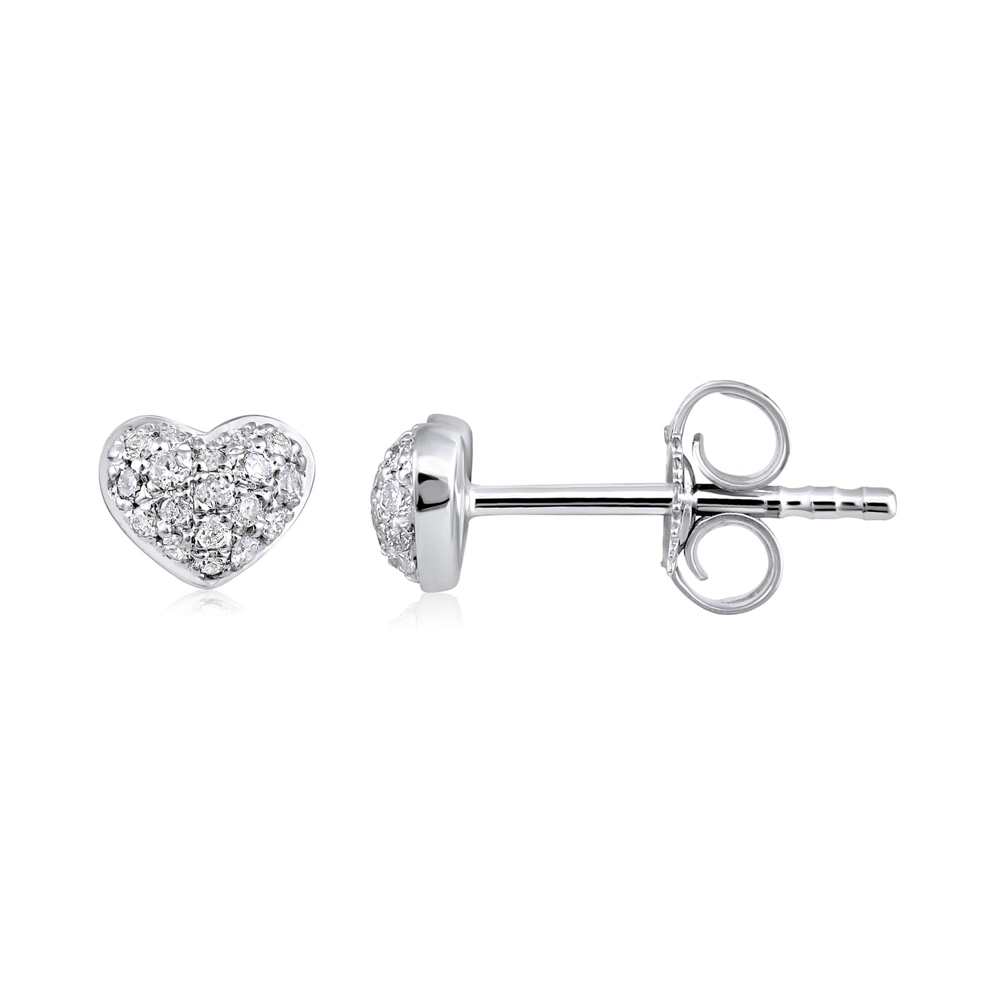 Solid Gold 0.14ct Natural Diamond Small Heart Stud Earrings