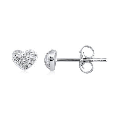 Solid Gold 0.14ct Natural Diamond Small Heart Stud Earrings