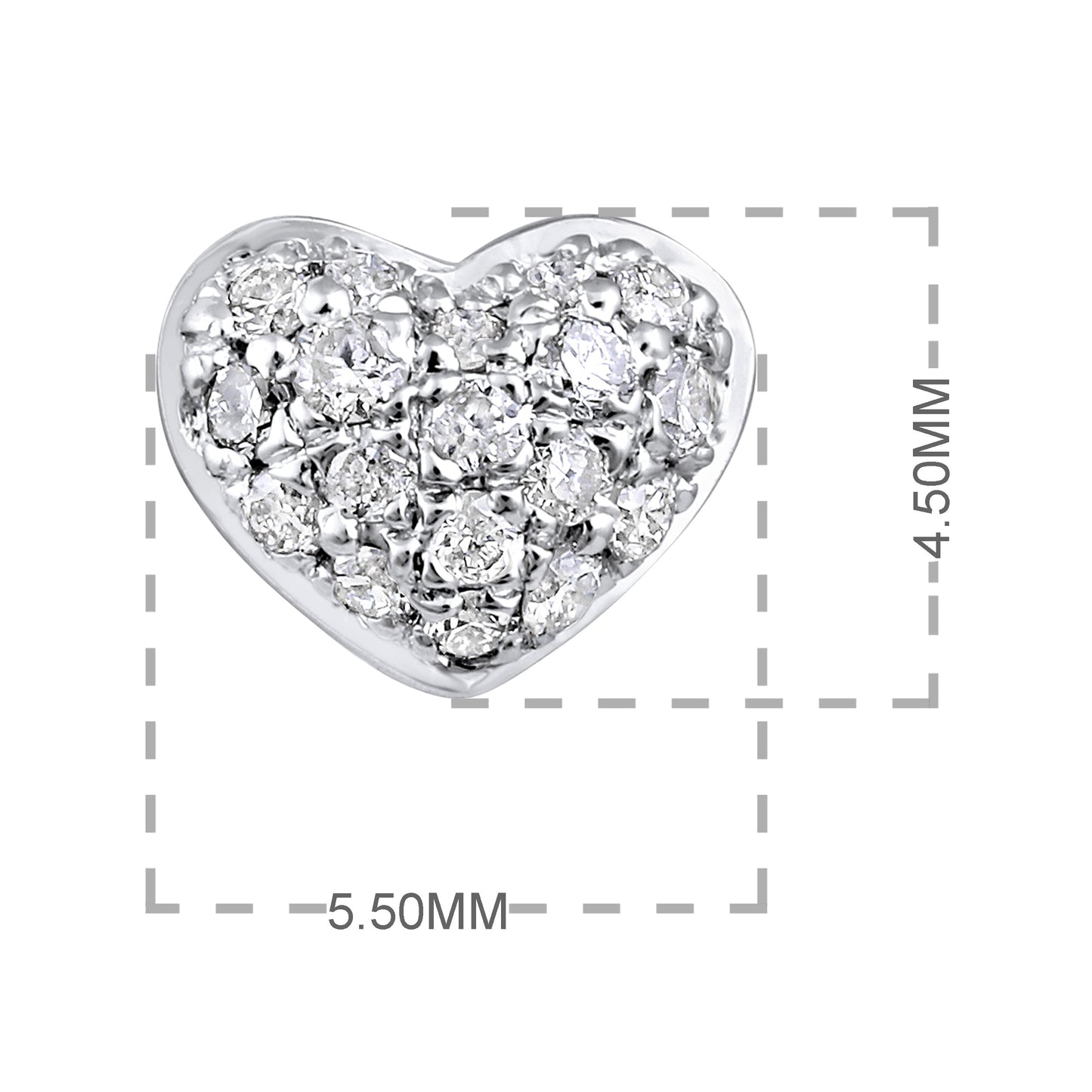 Solid Gold 0.14ct Natural Diamond Small Heart Stud Earrings