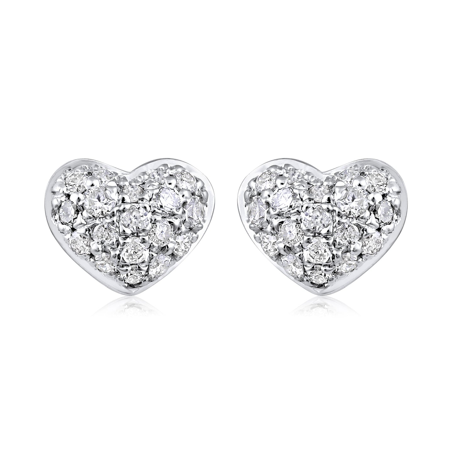 Solid Gold 0.14ct Natural Diamond Small Heart Stud Earrings