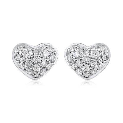 Solid Gold 0.14ct Natural Diamond Small Heart Stud Earrings