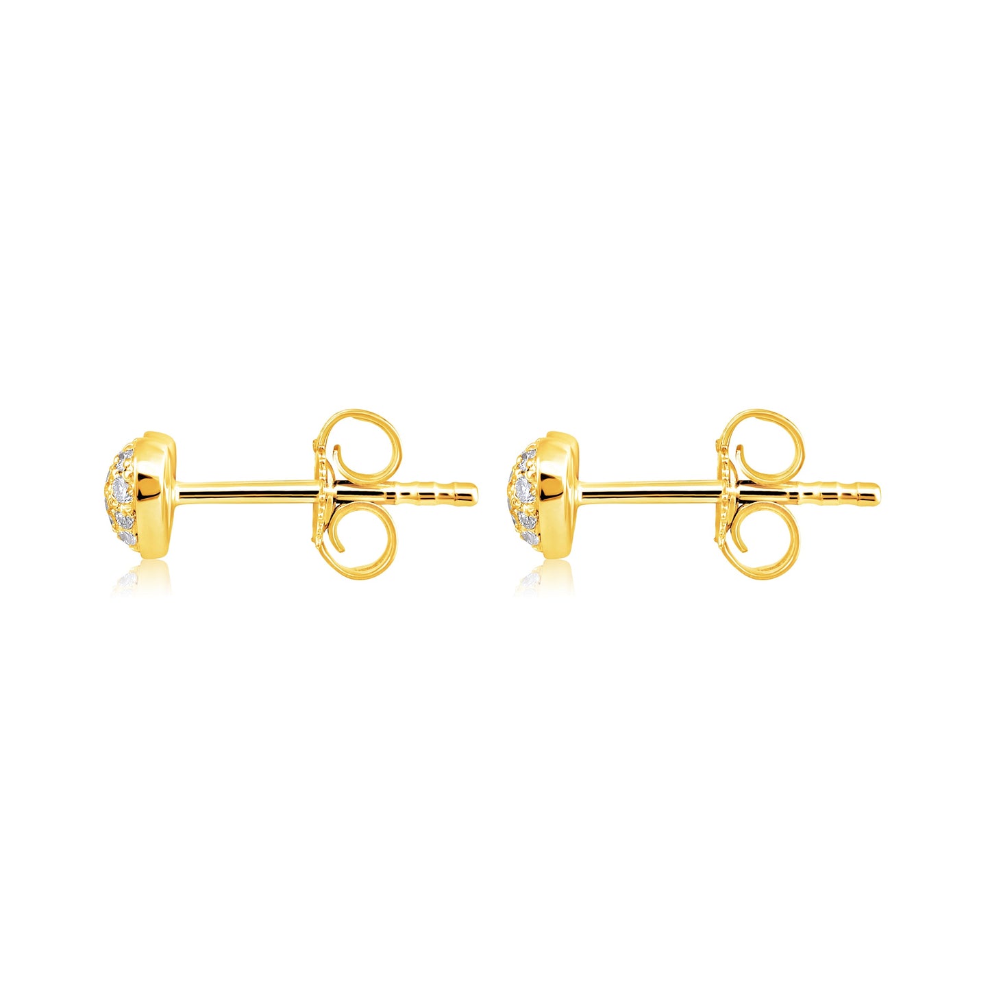 Solid Gold 0.13ct Natural Diamond Dome Heart Multi Pierce Stud Earrings