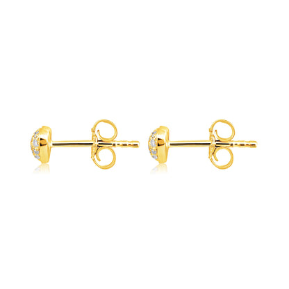 Solid Gold 0.13ct Natural Diamond Dome Heart Multi Pierce Stud Earrings